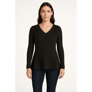 Banana Republic Women's black cable knit sweater size L cashmere blend preppy